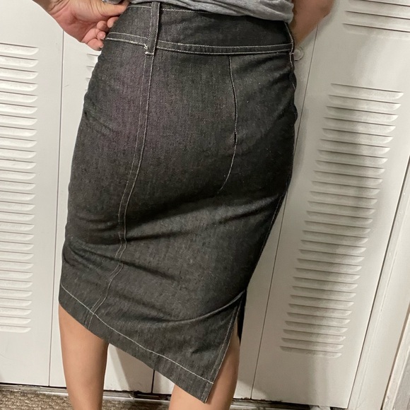 RENA ROWAN PETITE MAXI BLACK DENIM SKIRT WOMEN WITH BELT SIZE 6 - Picture 6 of 17